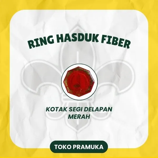 Ring Hasduk Fiber - Kotak Segi Delapan Merah